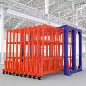 Vertical storage racks for sheet metal