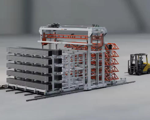 Intelligent Automated Industrial Pipe Storage Warehouse