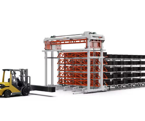 Intelligent Automated Industrial Pipe Storage Warehouse