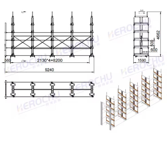 Foldable Roll Telescopic Cantilever Pipe Racks Double – Space-Saving Innovation for High-Density Pipe Storage